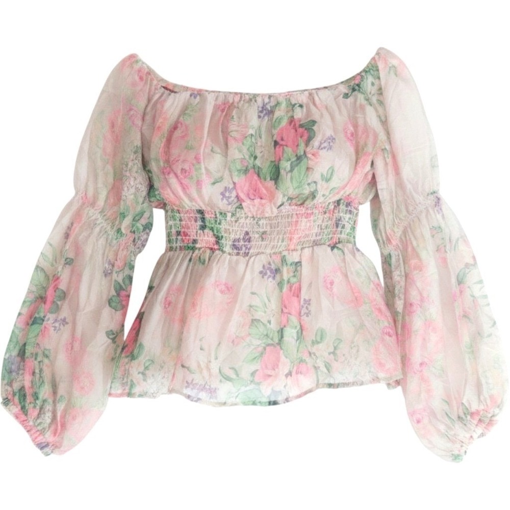 New Akira Fairycore Babydoll Peplum Sheer Chiffon Cottage Top Womens S NWT $50